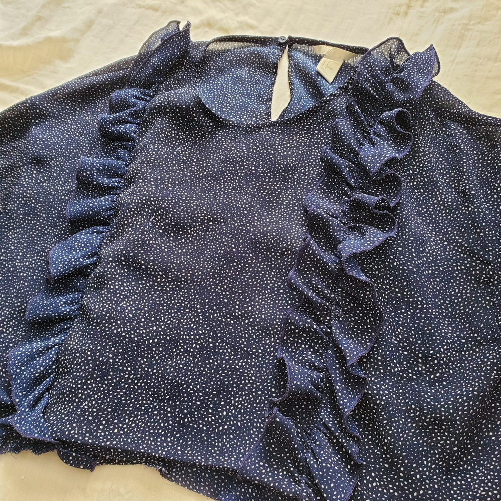 H&M Navy Ruffle Blouse - Picture 4 of 11